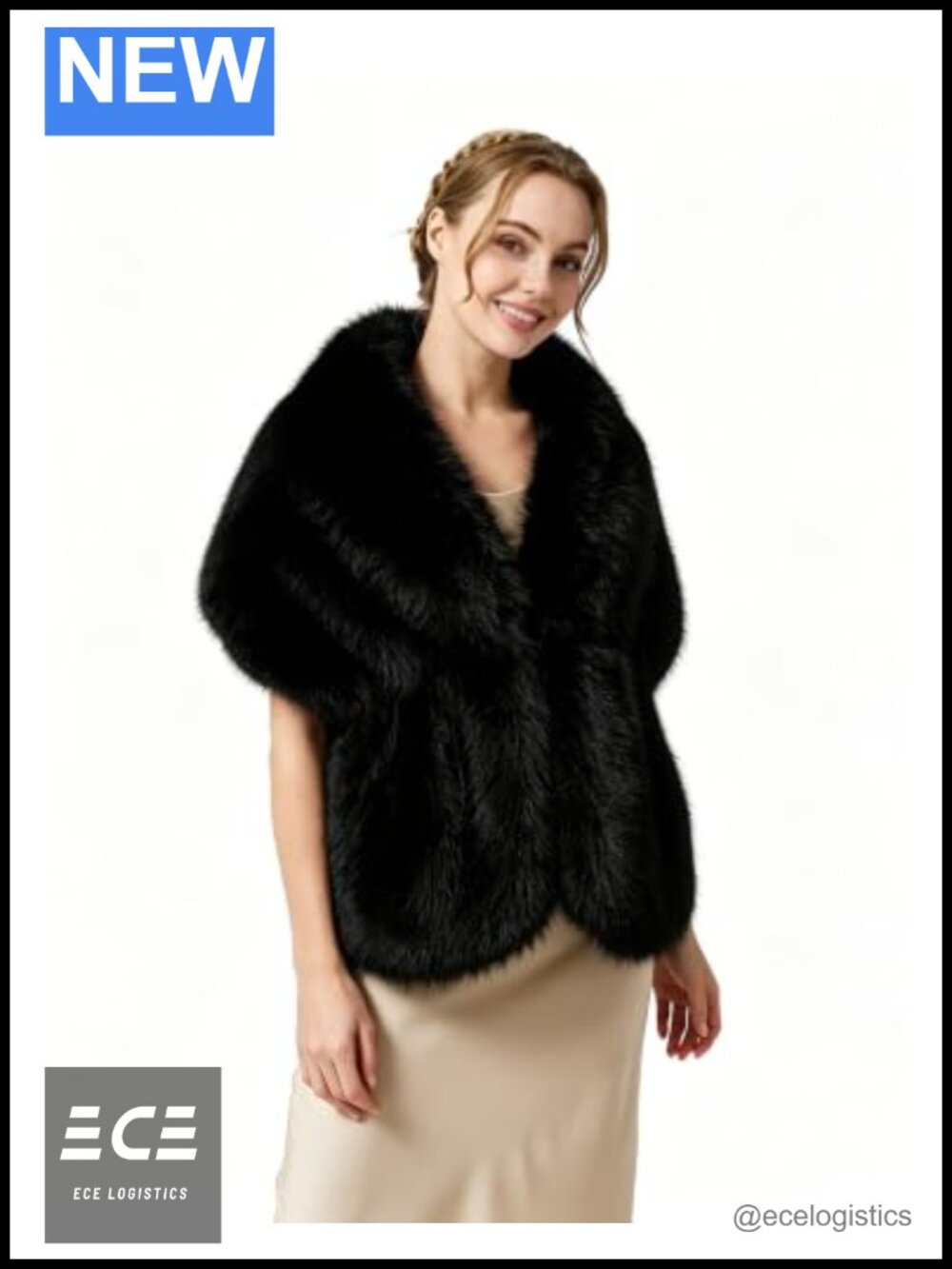 Faux Fur Shawl Wrap Elegant Evening Stole for Women